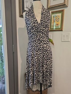 Weston Wear Anthropologie  Black and Cream Halter Print Midi Dress